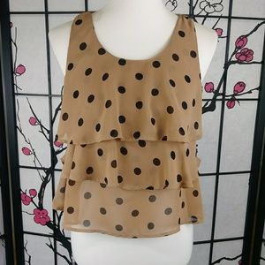 🌼 Lush Polka Dot Ruffle Tiered Crop Tank Top